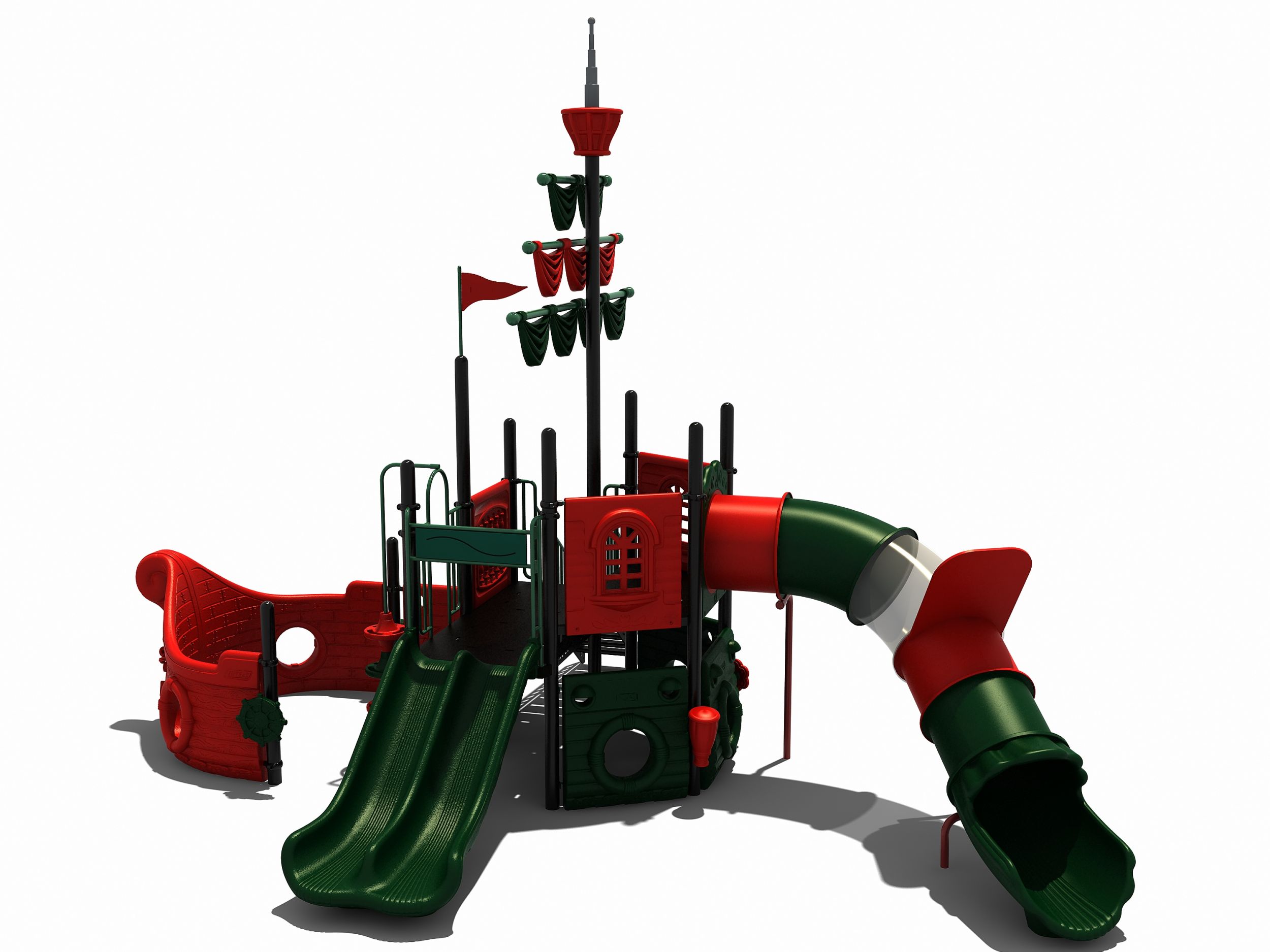 Boot met tunnelglijbaan en mast