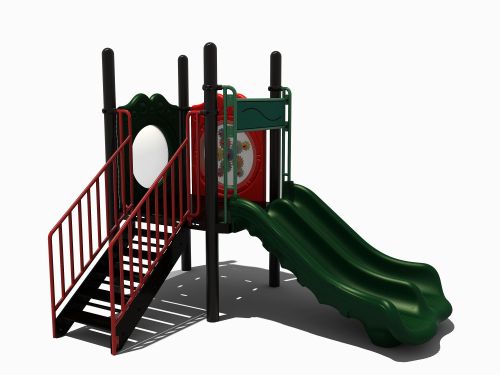 Speeltoestel met dubbele glijbaan