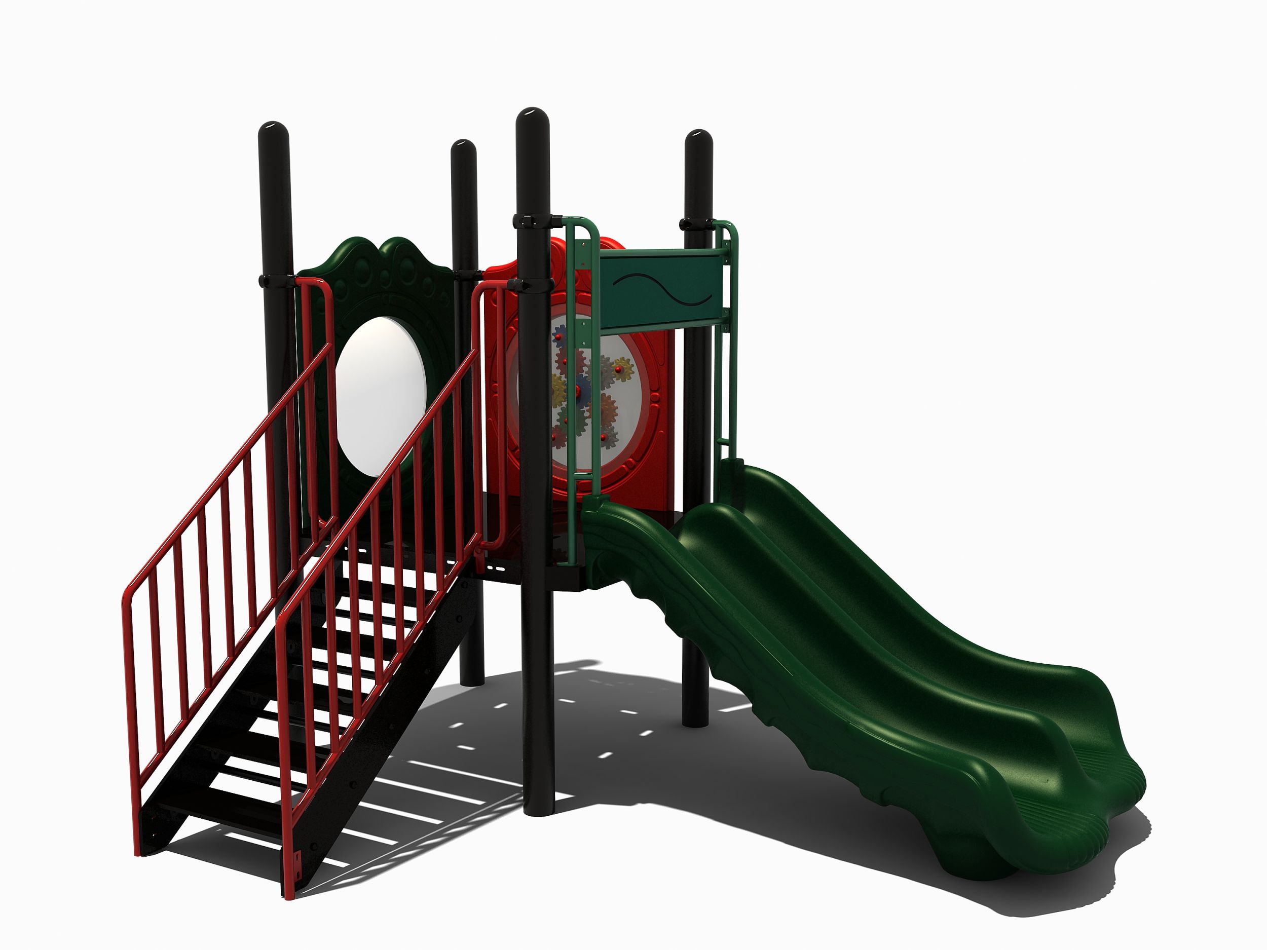 Speeltoestel met dubbele glijbaan