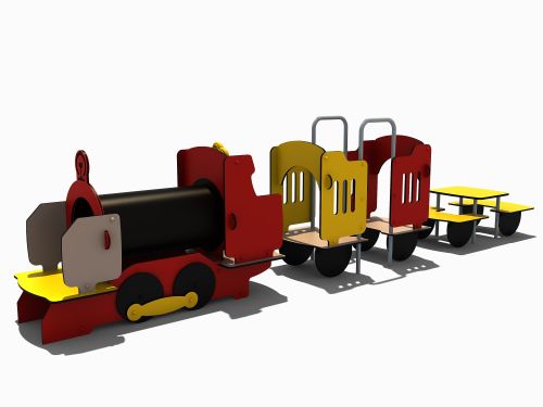 Trein met wagons en zitjes