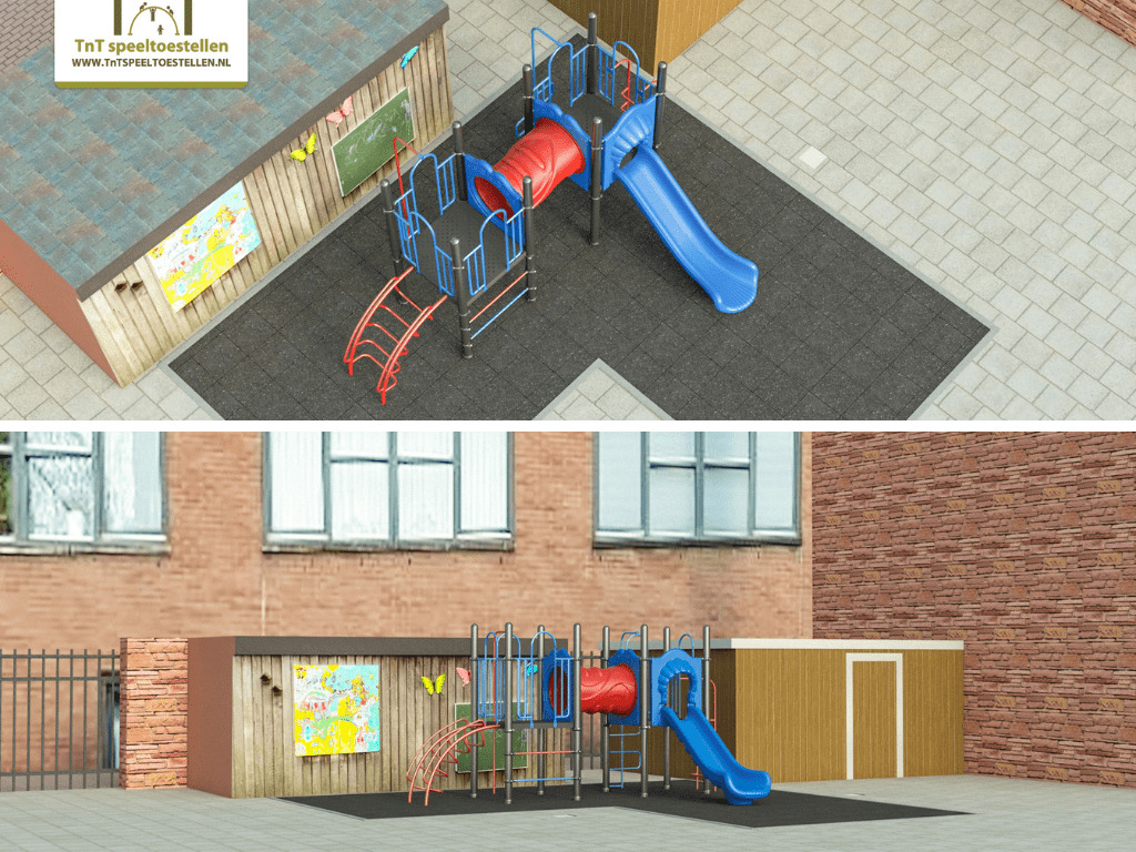 Klimtoestel op kleuterspeelplaats bij basisschool Mozaïek in Rotterdam