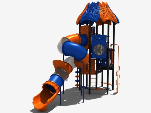 Speeltoestel met buisglijbaan