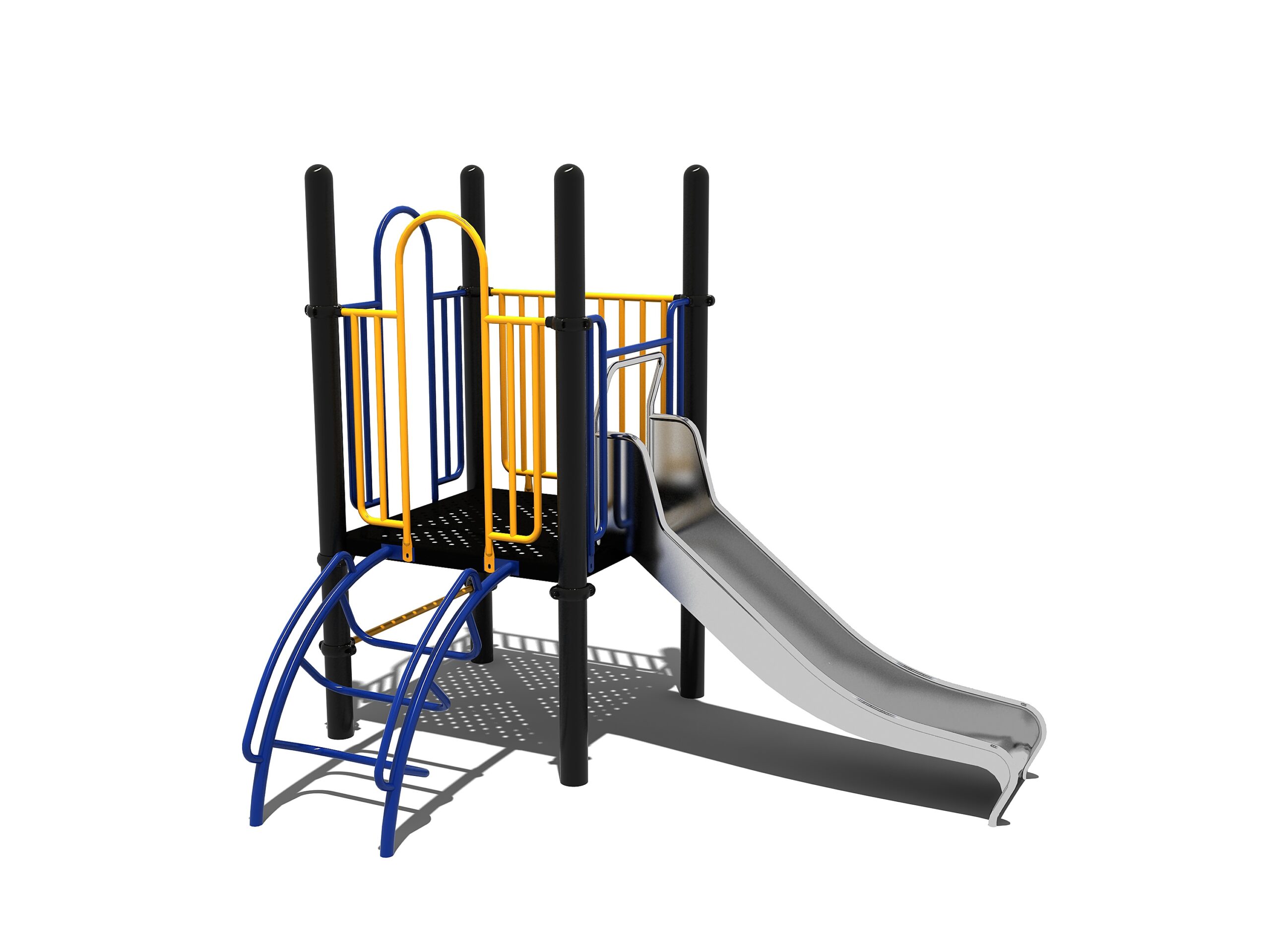Speeltoestel met een RVS glijbaan