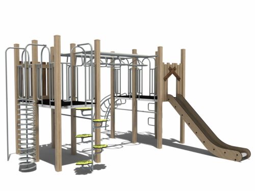 Combinatietoestel met rondloop en RVS glijbaan