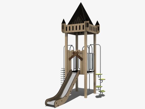 Combinatietoestel met RVS glijbaan en dak