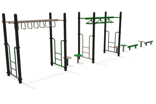 Balanceer parcours met hangrek en wielen