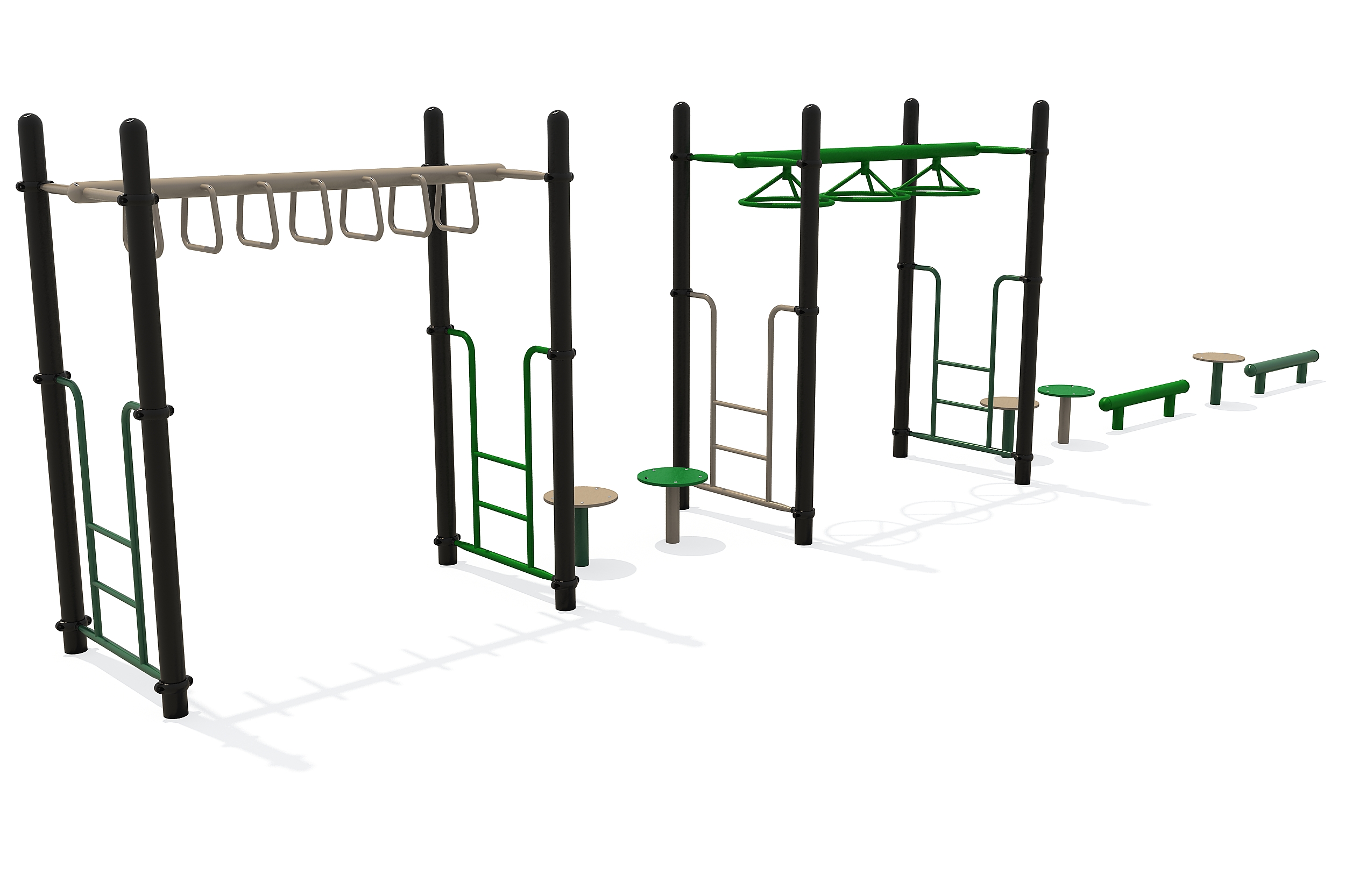 Balanceer parcours met hangrek en wielen
