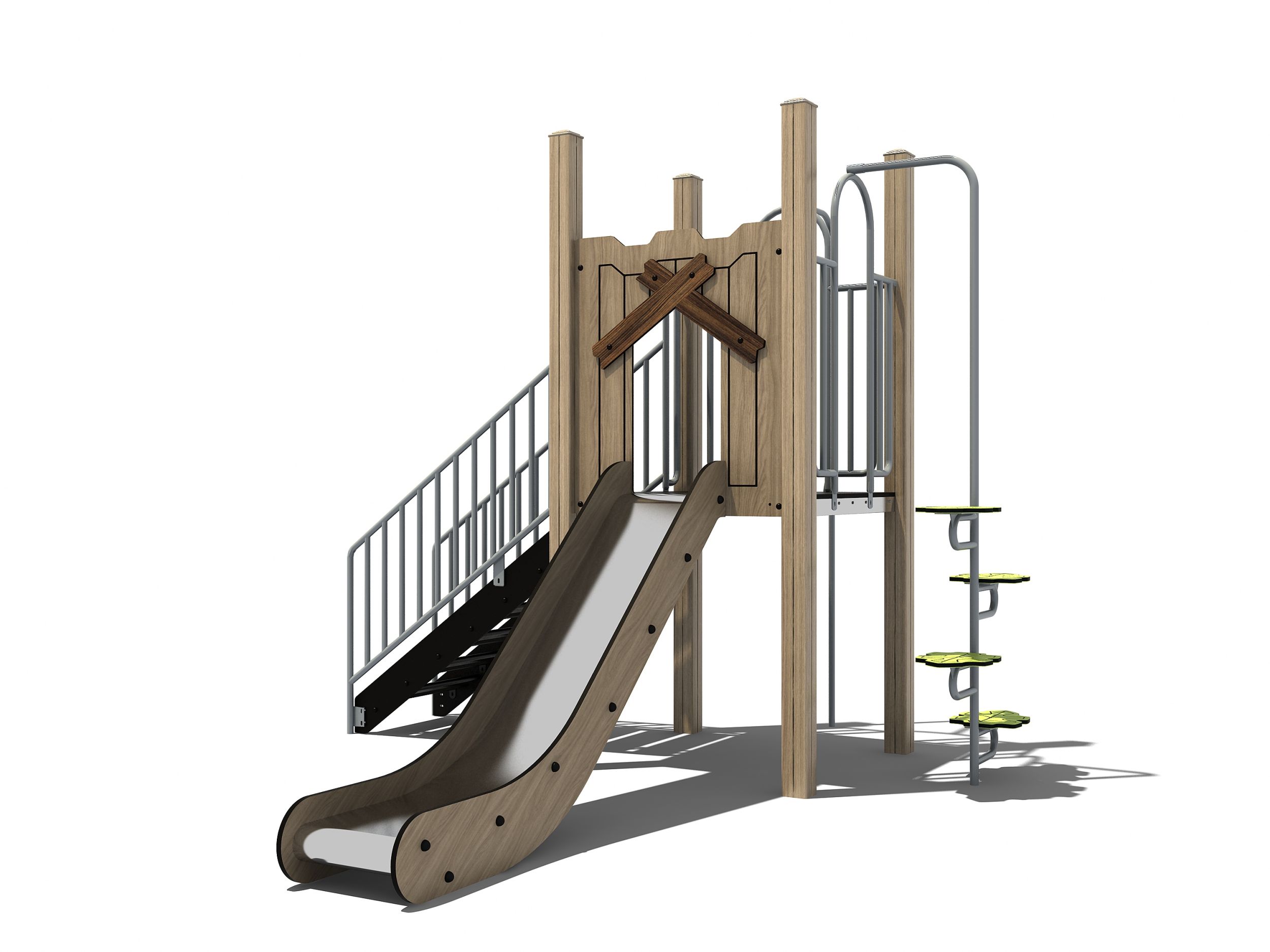 Combinatietoestel met trap en RVS glijbaan