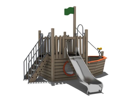 Bootje met glijbaan en trap